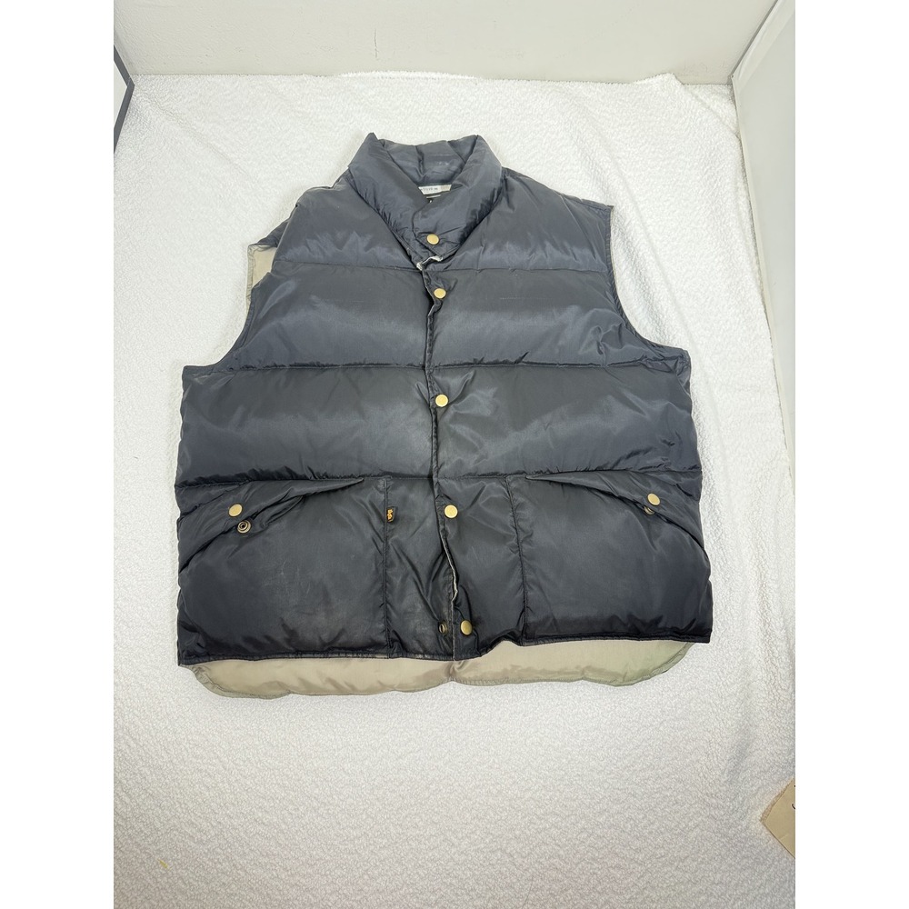Alpha Industries Men's Large Gray Down Vest Nylon Puffer Military Outdoor